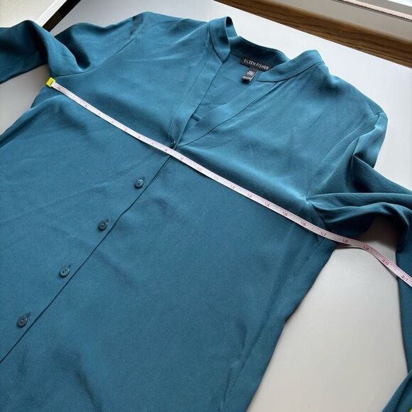 Eileen fisher silk crepe de chine stand collar blouse shirt size XXS - Picture 6 of 12